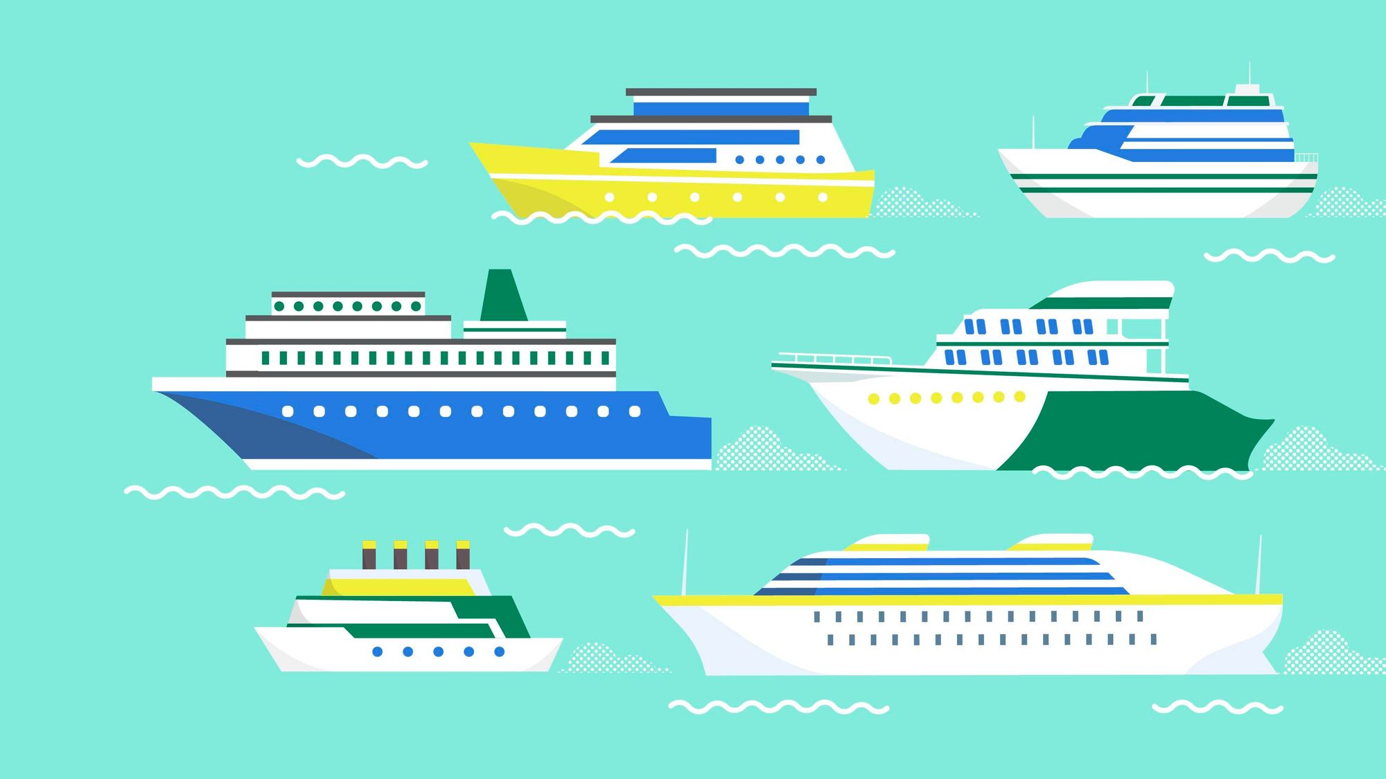 Graphic of several cruise ships