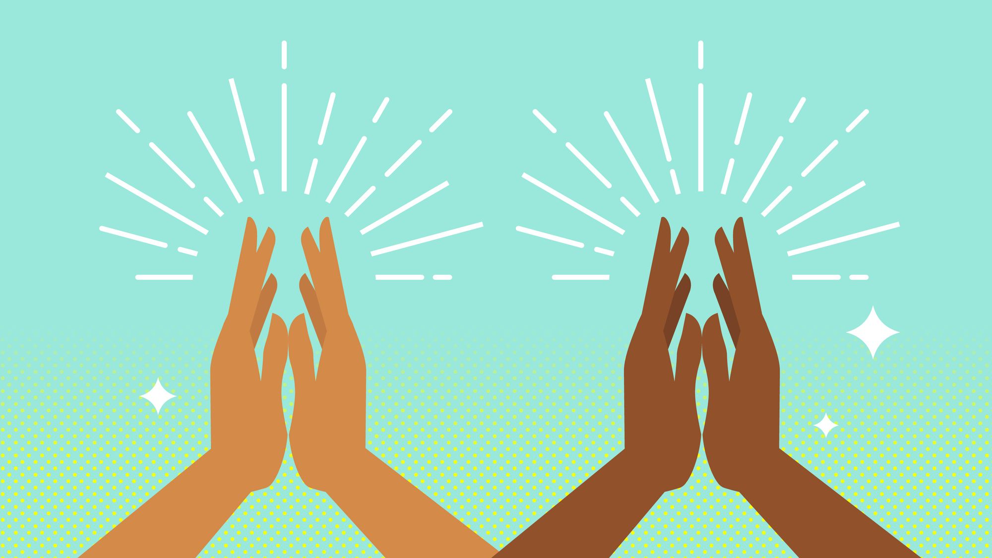 Graphic of two sets of hands praying.